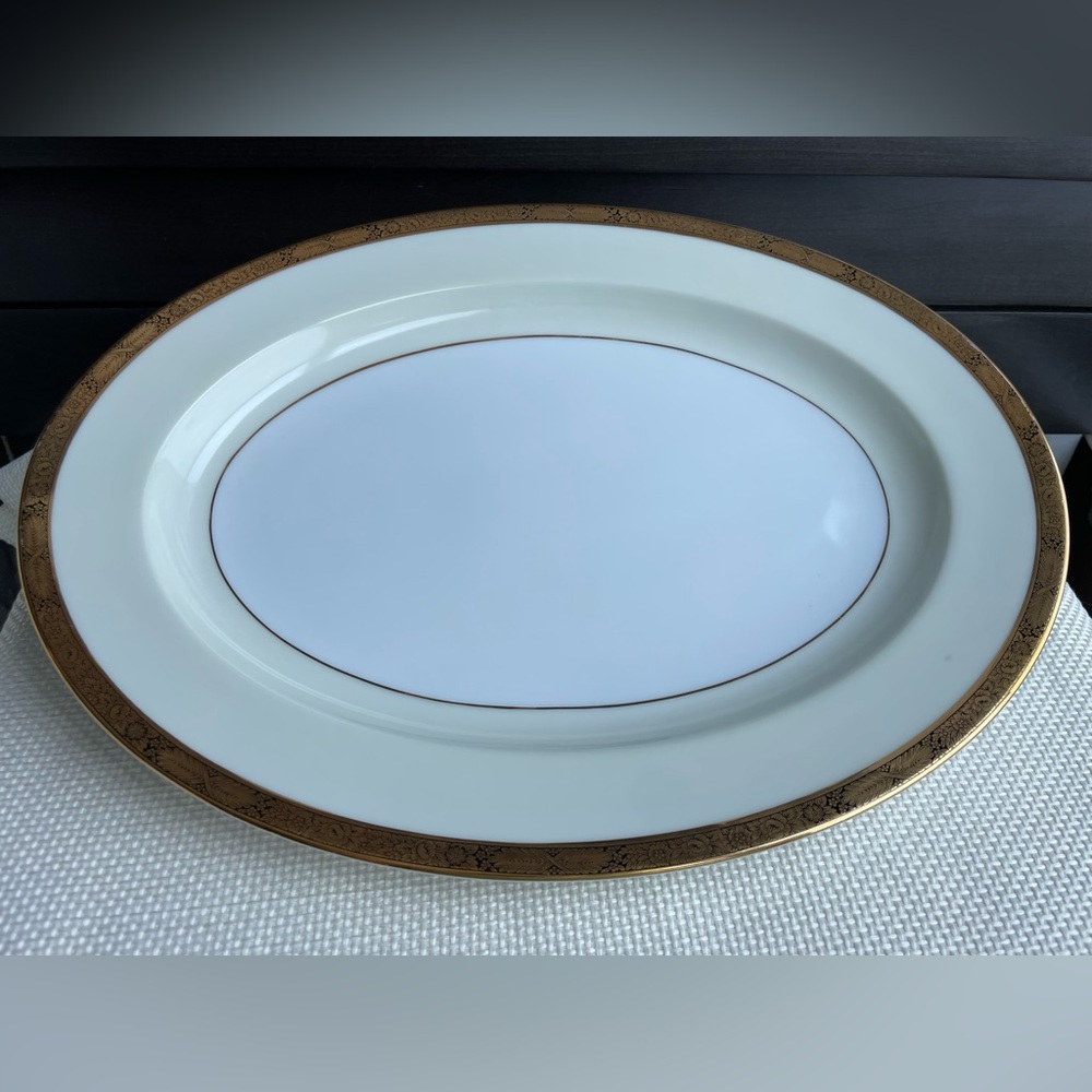 Noritake Goldkin 5675 Large Oval Serving Platter 16 inches Japan 1950s